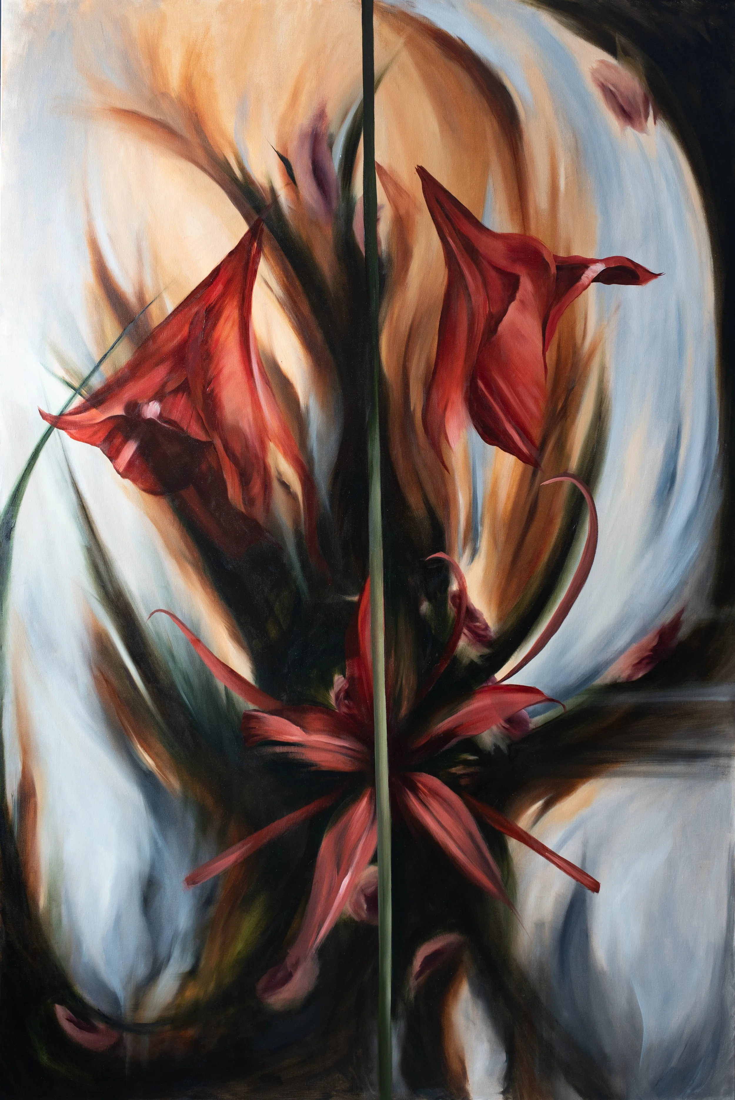 "Time (in Red)"  48" x 72" Oil on Linen. 2026