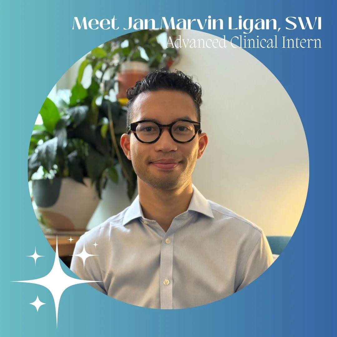 Everyone, meet Marvin!

My name is Jan Marvin Ligan (he/his) and I am an advanced clinical social work intern and Masters of Science in Social Work (MSSW) candidate from Columbia University. 
I am currently interning at Psychobabble Therapy and Welln