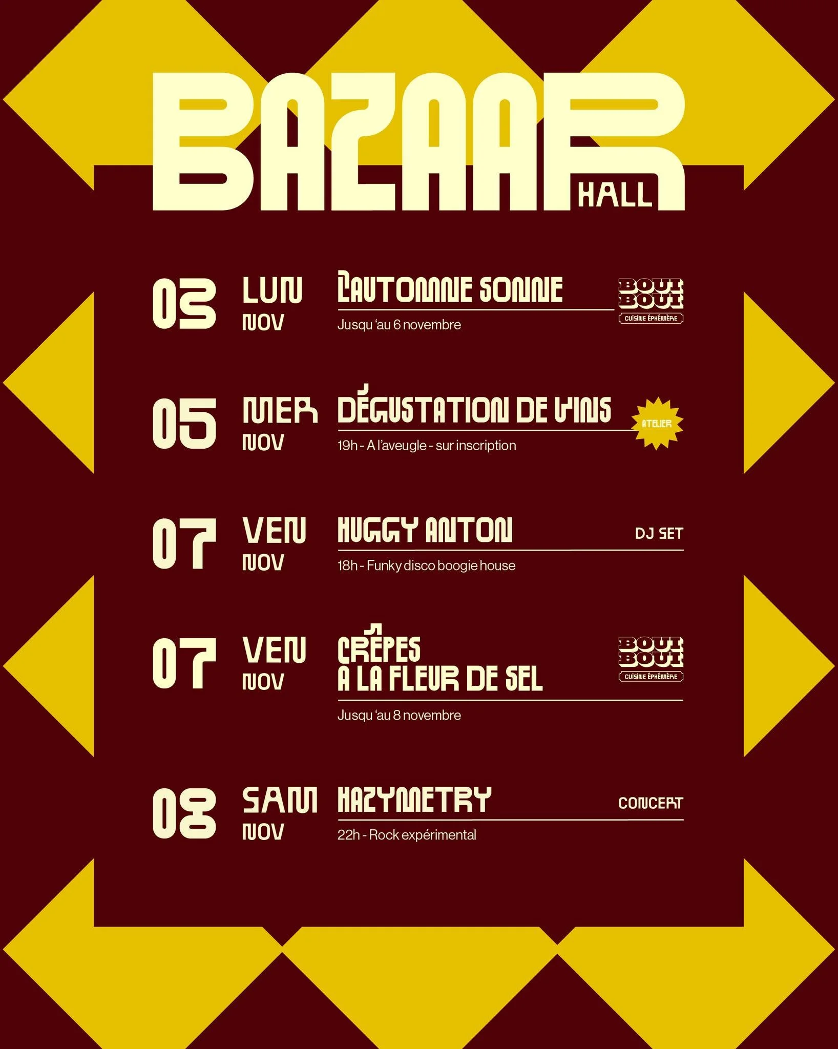 &Agrave; d&eacute;faut d&rsquo;avoir de belles temp&eacute;ratures, ici on est g&eacute;n&eacute;reux&middot;ses et on a d&eacute;cid&eacute; de concocter un beau programme pour se r&eacute;chauffer :

🥣 Cette semaine, 𝐁𝐎𝐔𝐈 𝐁𝐎𝐔𝐈 𝐚𝐜𝐜𝐮𝐞𝐢