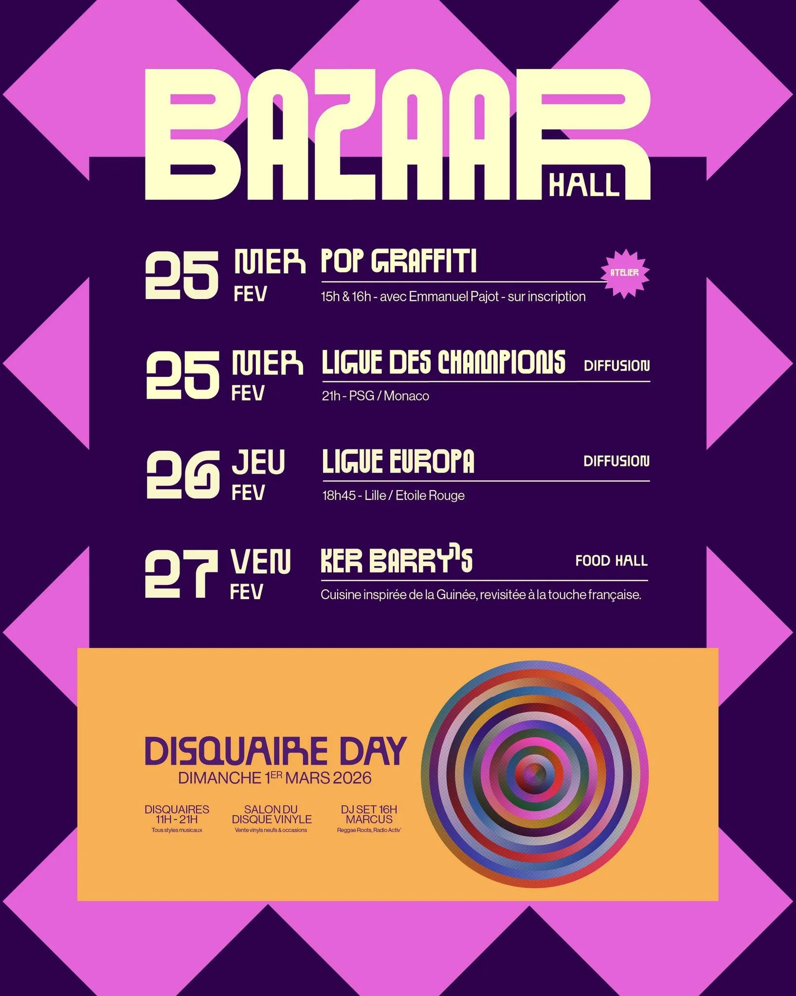 Derni&egrave;re semaine de f&eacute;vrier et le soleil est enfin de retour ☀️
⚽ Mercredi, au bar, diffusion de la 2&egrave;me manche des barrages de la 𝐋𝐢𝐠𝐮𝐞 𝐝𝐞𝐬 𝐜𝐡𝐚𝐦𝐩𝐢𝐨𝐧𝐬 avec PSG - Monaco, &agrave; 21h.

🫟 Mercredi, avec les enfan