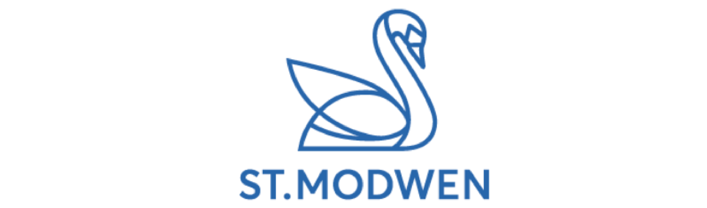 Logo of St. Modwen, featuring a stylized line drawing of a swan in blue above the text "St. Modwen".