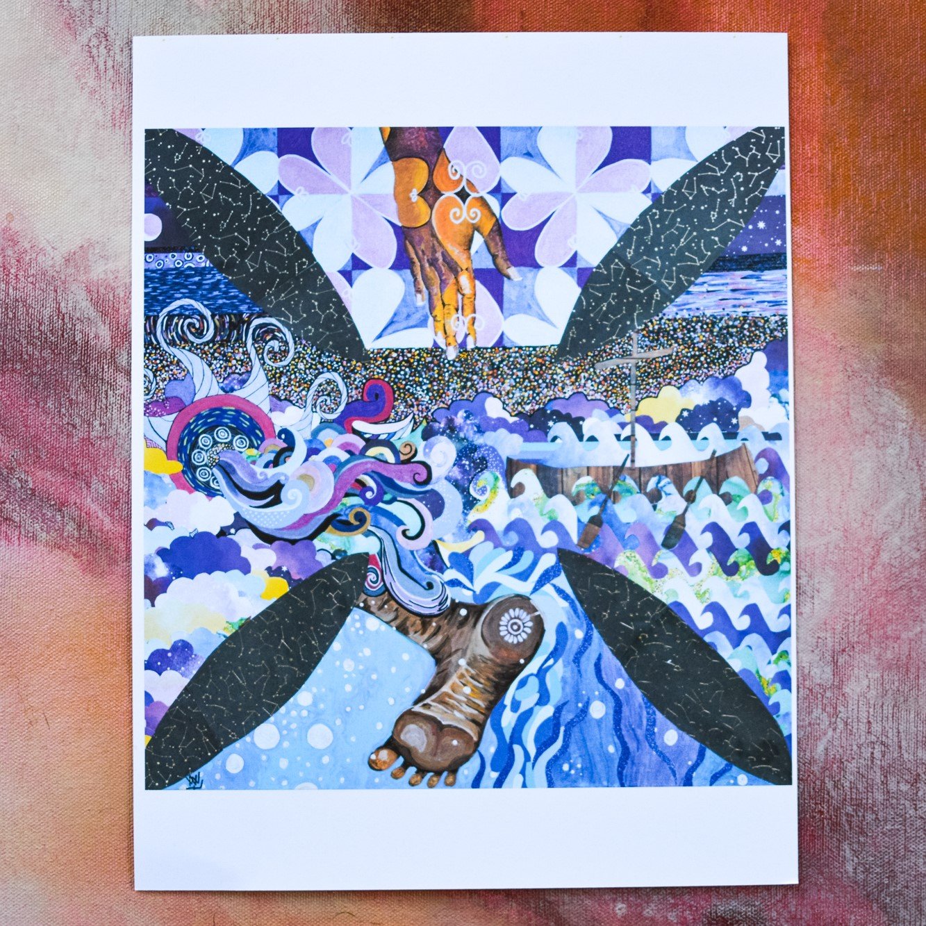 Lift Off by Nicolette Peñaranda
Inspired by Matthew 14:22-23
Acrylic, ink, paper collage, and mixed media on canvas
SECOND SUNDAY OF LENT