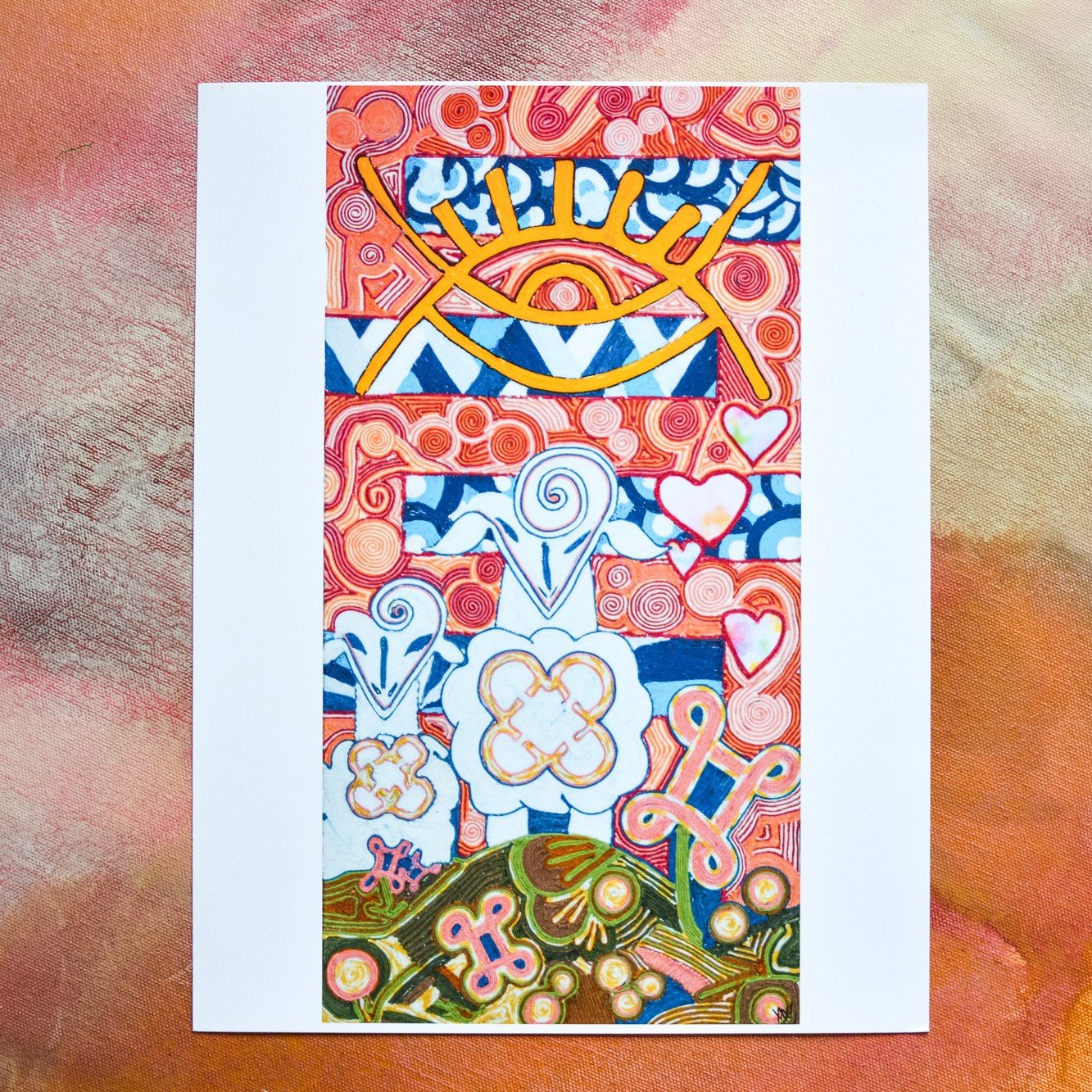 Feed My Sheep by Nicolette Peñaranda
Inspired by John 21:1-19
Yarn and paper collage on canvas
SECOND SUNDAY OF EASTER