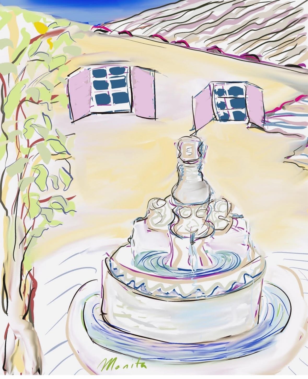 Rustic Fountain In France