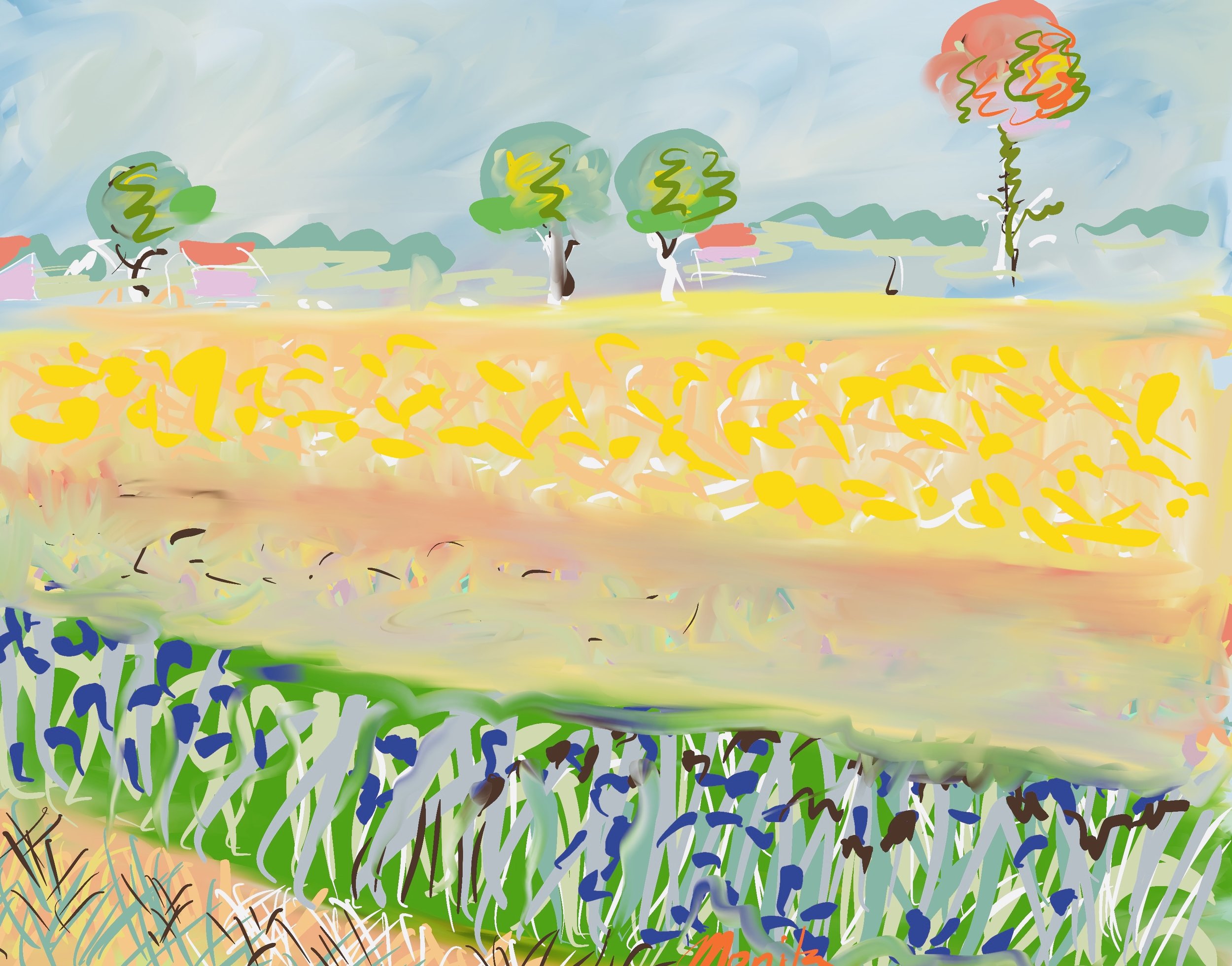 Wheat Fields and Irises
