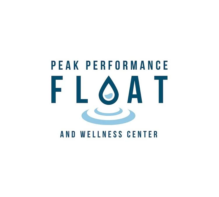Logo for Peak Performance Float and Wellness Center featuring a water droplet with ripples.