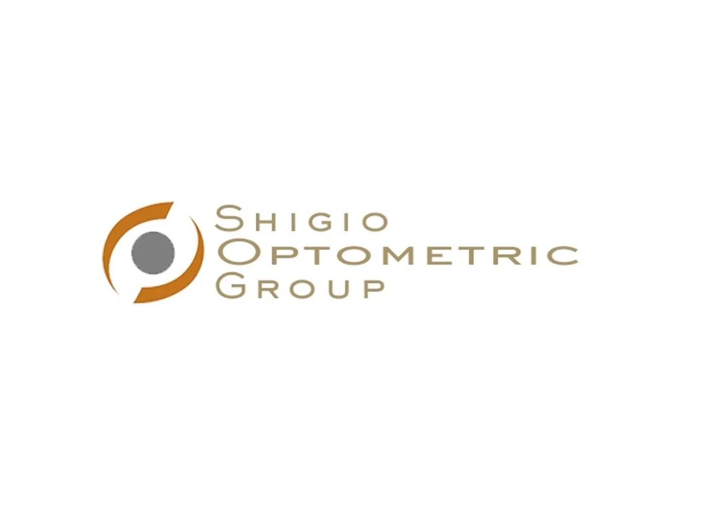 Logo of Shigio Optometric Group with stylized eye symbol in shades of brown and gray.