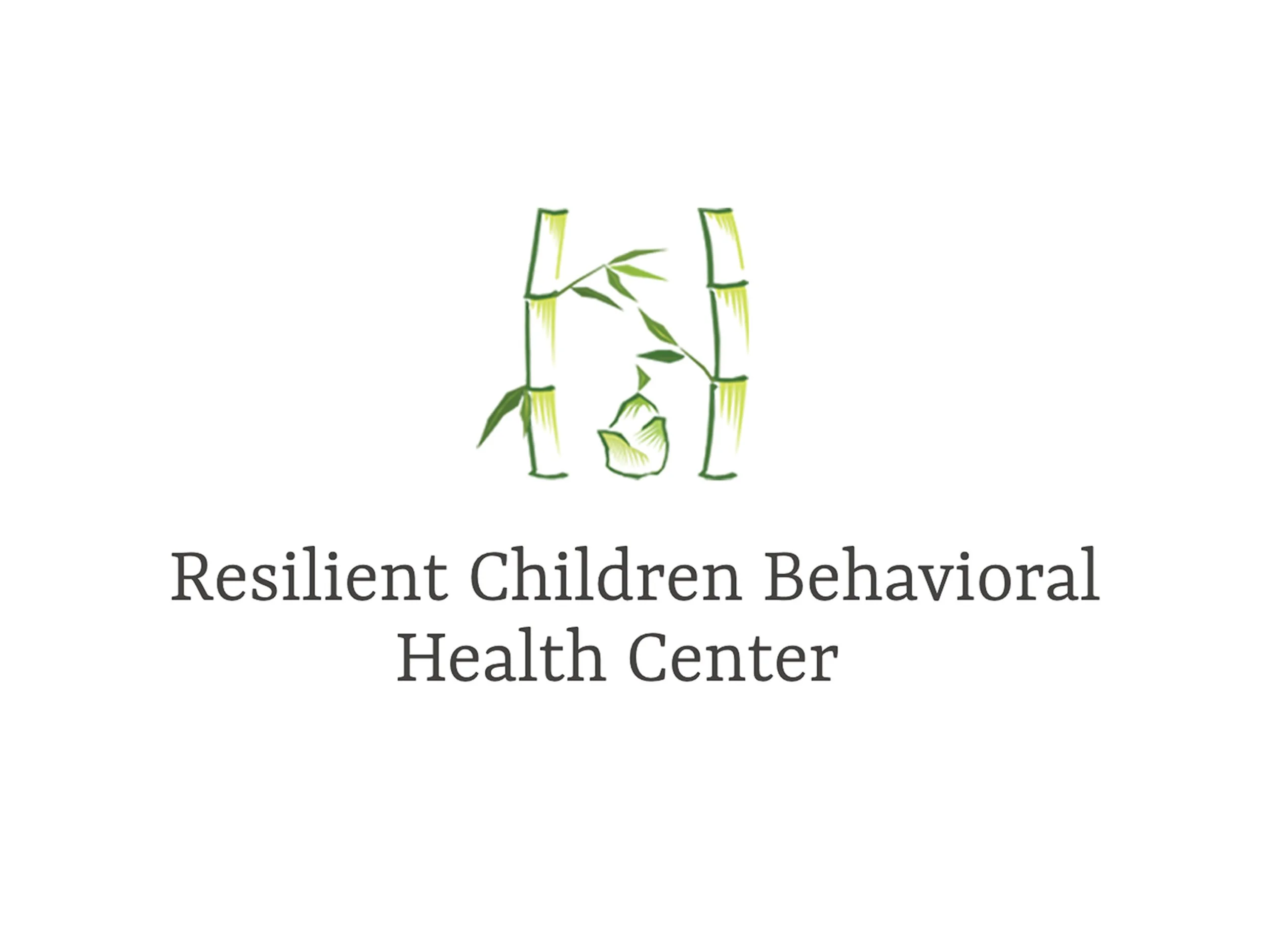 Logo of Resilient Children Behavioral Health Center featuring a stylized bamboo plant with green leaves and the center's name below.