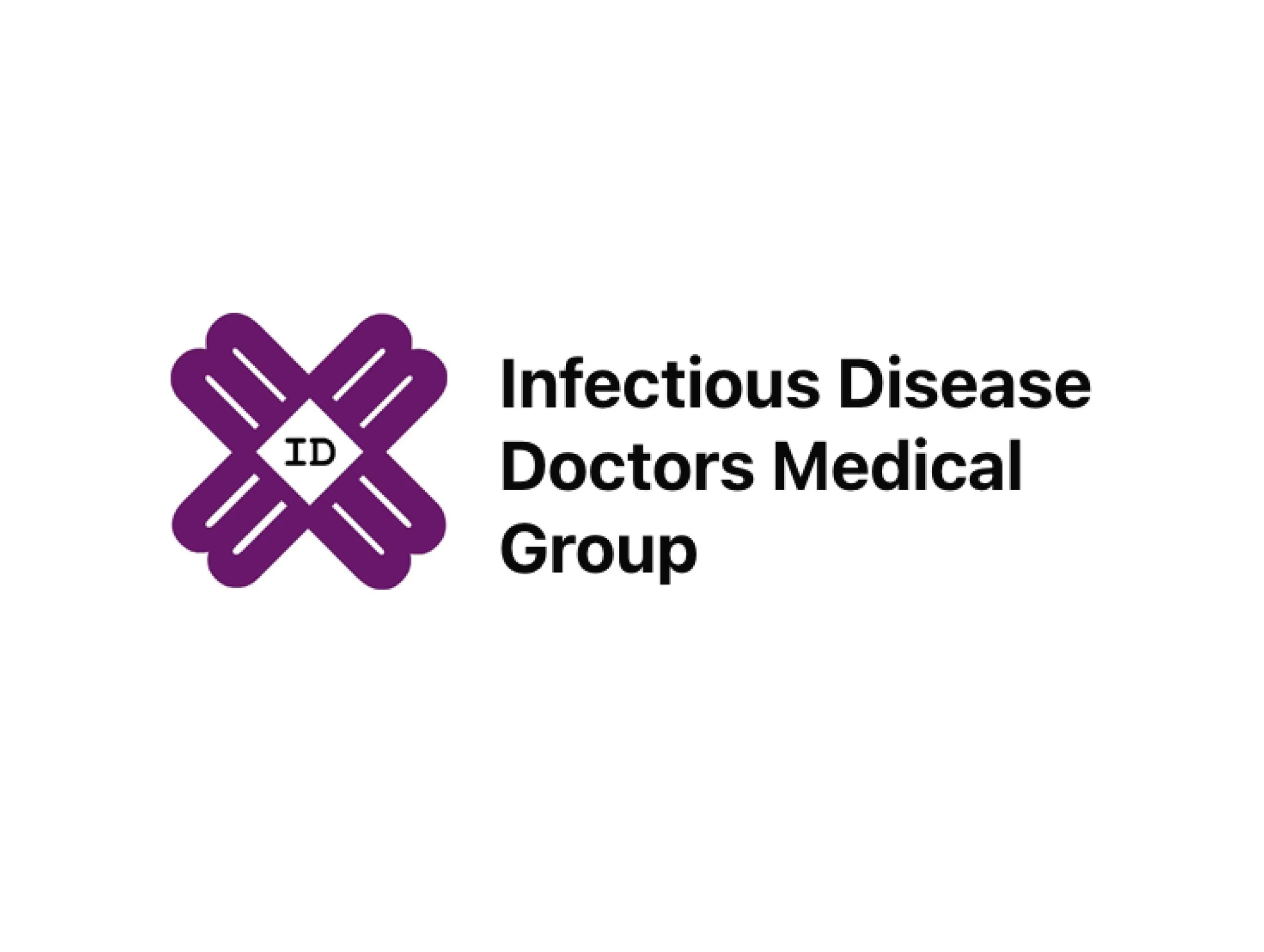 Logo of Infections Disease Doctors Medical Group with purple geometric symbol and black text