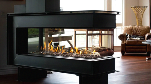 Linear frameless gas fireplace