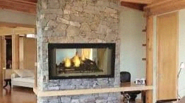 Double-sided see-through gas fireplace