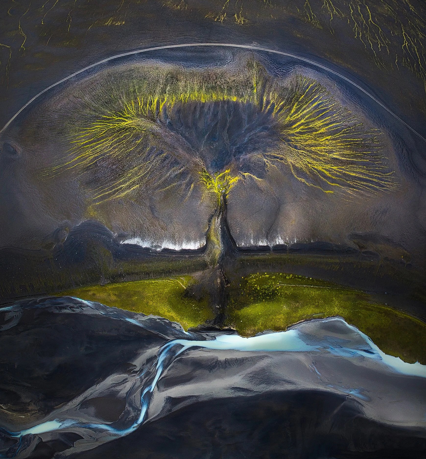 Tree of Life Iceland aerial photograph by Isabella Tabacchi, photographed in the Icelandic Highlands in 2023