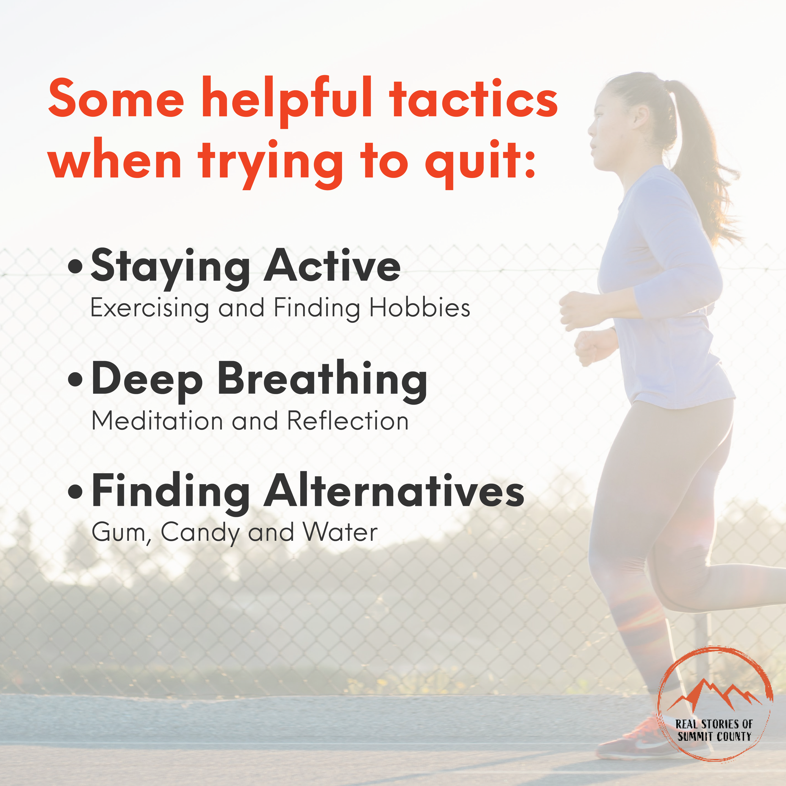 Looking for some tactics to help quit nicotine? Staying active, practicing deep breathing, and finding alternatives to nicotine can help your efforts to maintain a healthier lifestyle!
Staying Active: Try exercising or new hobbies to keep your hands,