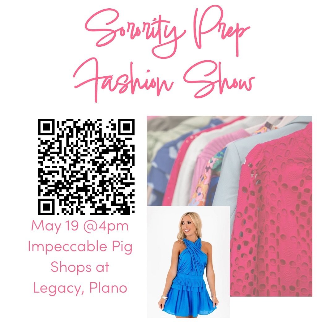 Don&rsquo;t miss our next Fashion Show to learn about Rush Tips and Tricks!! Bring your mom and friends.  This event is free and a great chance to get your outfits ready for recruitment!  RSVP using link in bio or QR code.  Can&rsquo;t wait to see yo