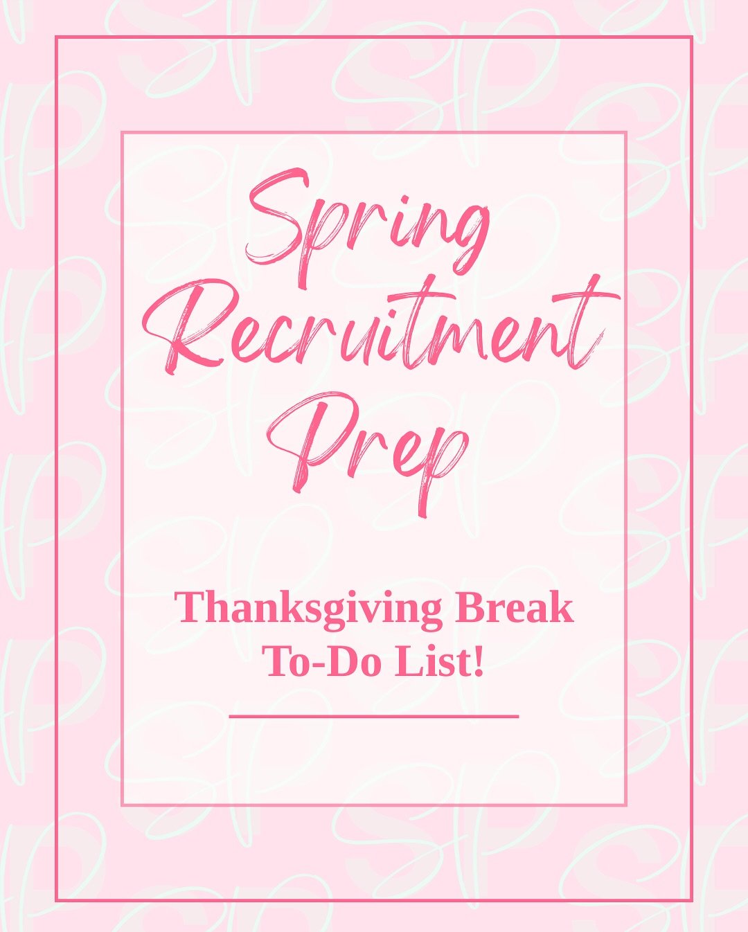 Getting ahead on Spring Recruitment starts now. 🍂💻
Thanksgiving break is the perfect time to knock out registration, prep your materials, and go into January stress-free!

#ThanksgivingBreak #SororityRush #College #RushTok #RushTips