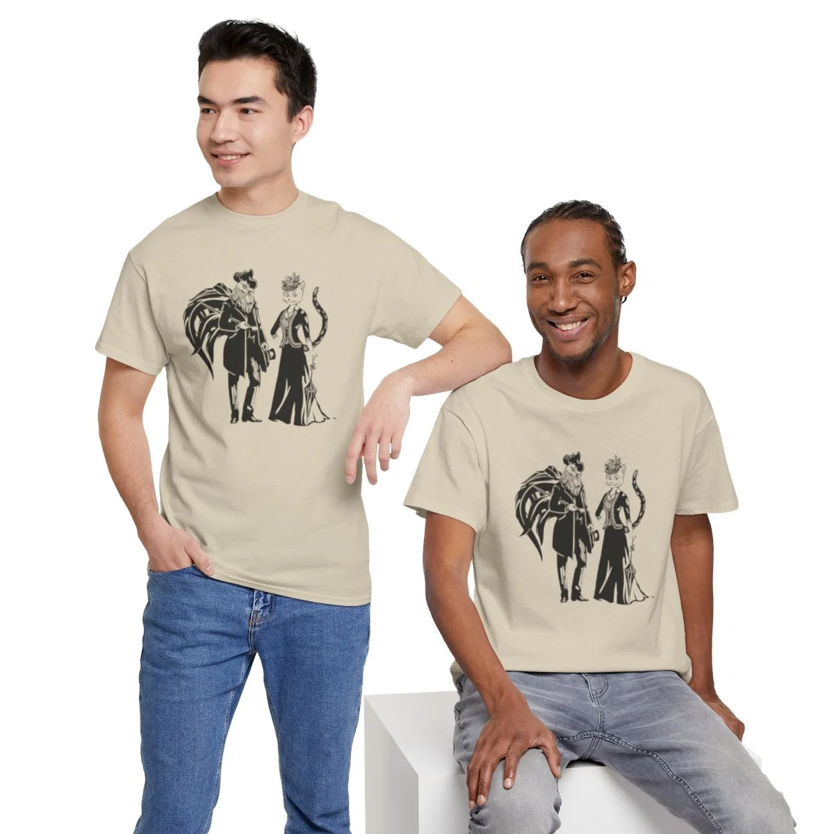 Classic Cat n Rooster Block Print Logo