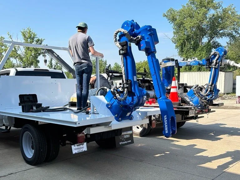 8 years in. One step closer to full production. 

This unit will robotically paint turn arrows and other detail markings currently being done with stencils. Saving lives, reducing cost. 

It&rsquo;s a great day to build.