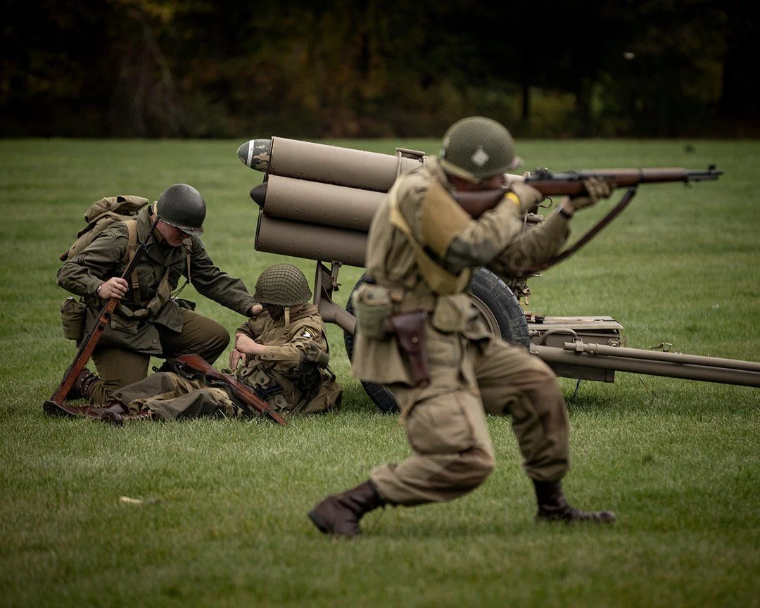 Not all wounds bleed. Not all battles end when the gunfire stops.⁠
In this image from a WWII reenactment at @americanheritagemuseum one soldier advances while another tends to his fallen brother &mdash; a timeless reflection of service, care, and uns