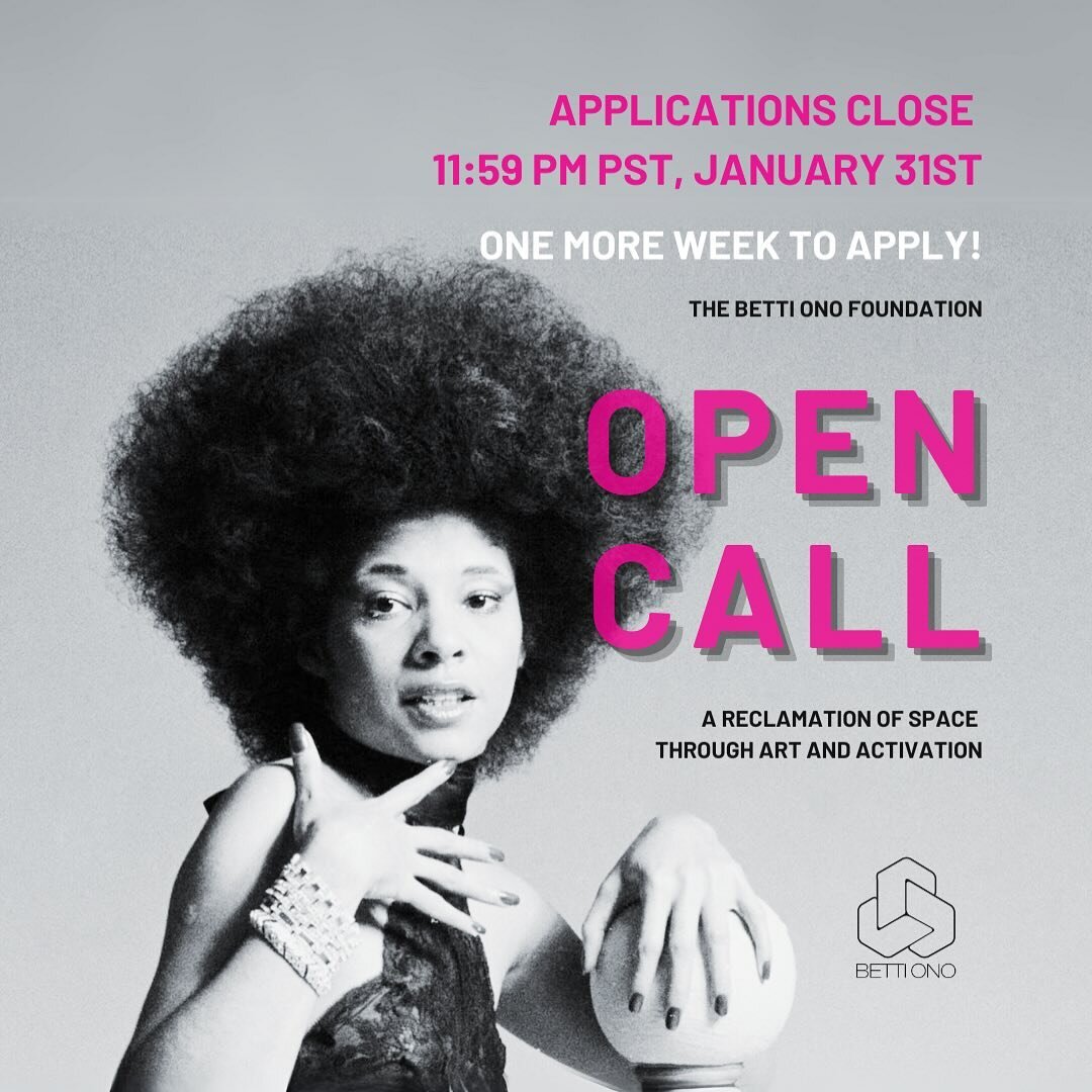 ONE MORE WEEK!

Next Wednesday, 1/31, our Open Call will close at 11:59 pm PST! Do not miss this opportunity to submit your current or new project to be produced and funded by The Betti Ono Foundation!

We&rsquo;ve already received some incredible ap
