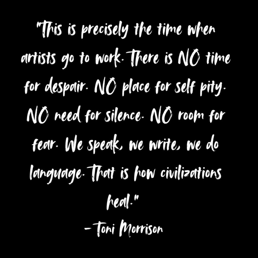 Our ancestor Toni Morrison said it beautifully - time to continue our mantra of being a cultural hub for Black and POC artists to express, heal and civically engage for liberation! 
.
.
.
#tonimorrison #bettiono #ancestor #community #art #oakland #pr