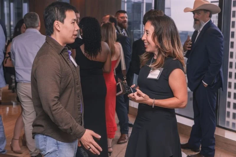 Texas Venture Gala & Forum guests mingling before startup and investor dinner