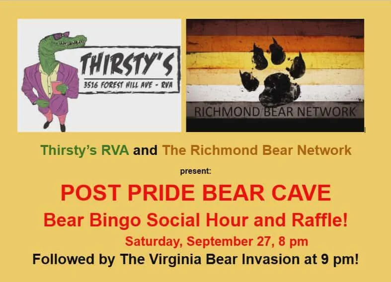 🏳️&zwj;🌈🏳️&zwj;🌈After Pride🏳️&zwj;🌈🏳️&zwj;🌈

🚫🚫NO KAREOKE THIS WEEK🚫🚫

TONIGHT is the PRIDE AFTER DARK with vendors, demos all night, drag and Leather, Rubber, and Singlets. Come in Gear or Buy Some Here

Saturday after Pride The Richmond