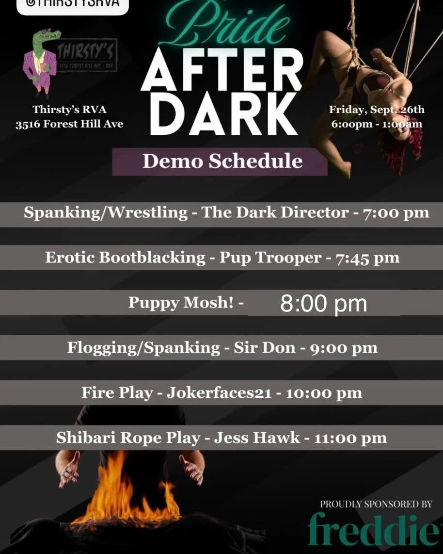 🏳️&zwj;🌈 🌑 Pride After Dark 🌑 🏳️&zwj;🌈
Friday, September 26 &bull; 6:00 PM &ndash; 1:00 AM

🚫 NO KARAOKE 🚫

📍 Parking: Additional parking is available one block east on Forest Hill Avenue. Please do not block driveways if using street parkin