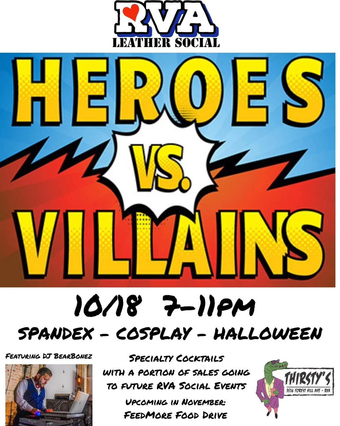 🏳️&zwj;🌈👨&zwj;✈️Leather Night👨&zwj;✈️🏳️&zwj;🌈

Breakout those tight tights and show us super power&mdash;whether it&rsquo;s stretching or growing to a massive size, taking more than any man can take, mind controlling men with your seductive pow