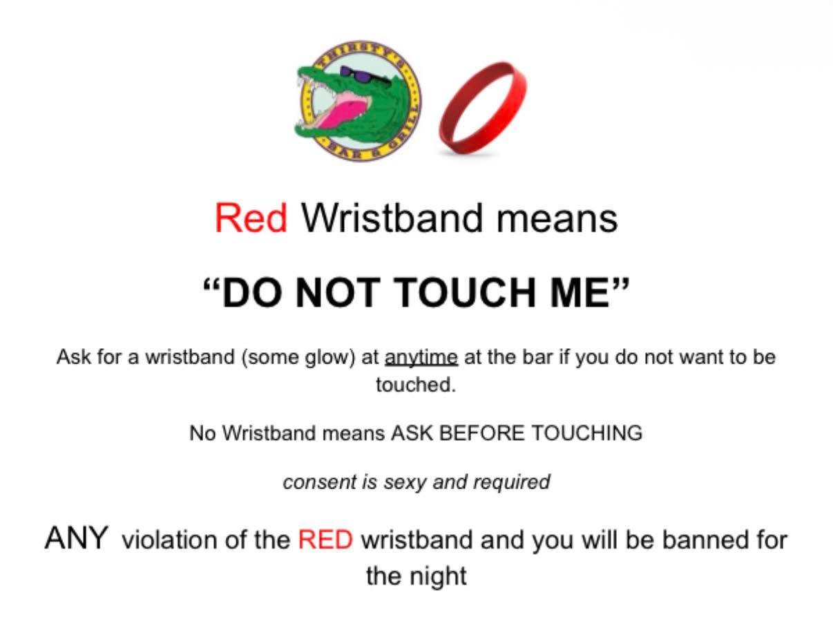 🏳️&zwj;🌈🧐Know Your Thirsty&rsquo;s🧐🏳️&zwj;🌈

A couple notes for those who ask on Gear and RED Wristbands&hellip;

Red Wristbands means DO NOT TOUCH ME at all. It does not mean you can touch whoever you&rsquo;d like who doesn&rsquo;t have a wris