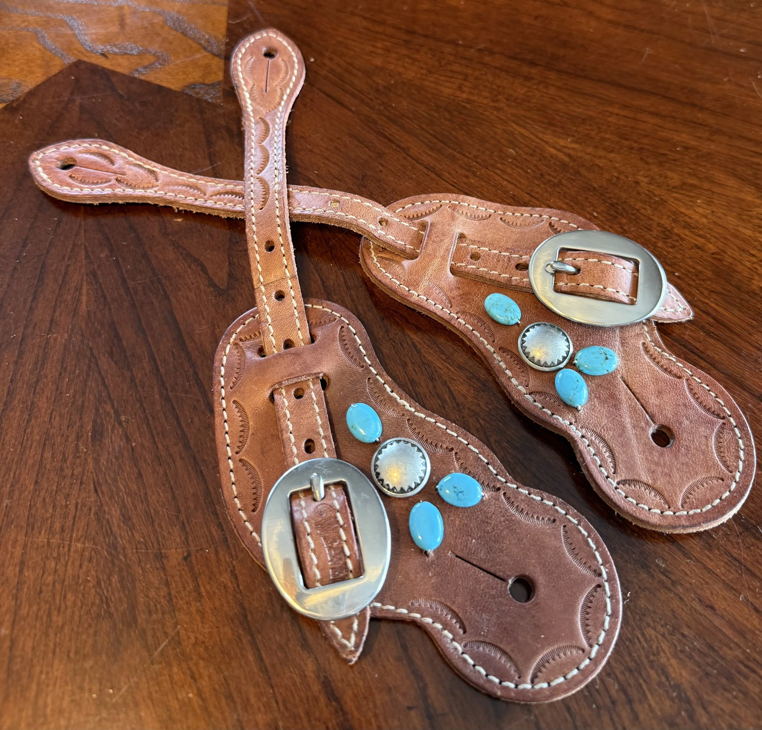 Genuine Turquoise Batwing Ladies Spur Straps