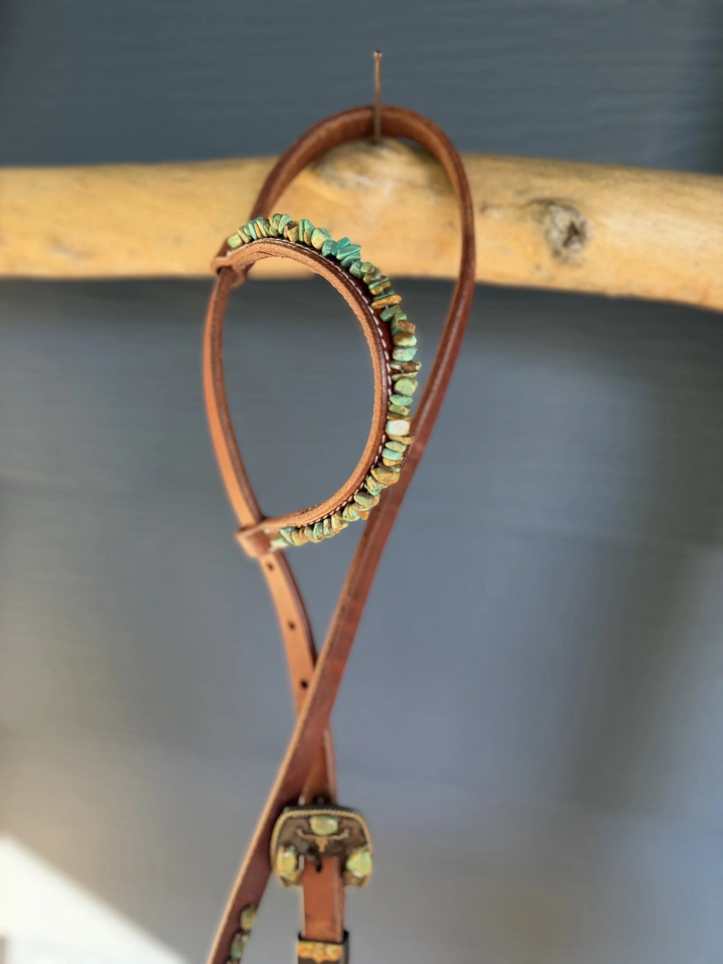 "Sedona" Genuine Turquoise Single One Ear Headstall Stoned Buckle