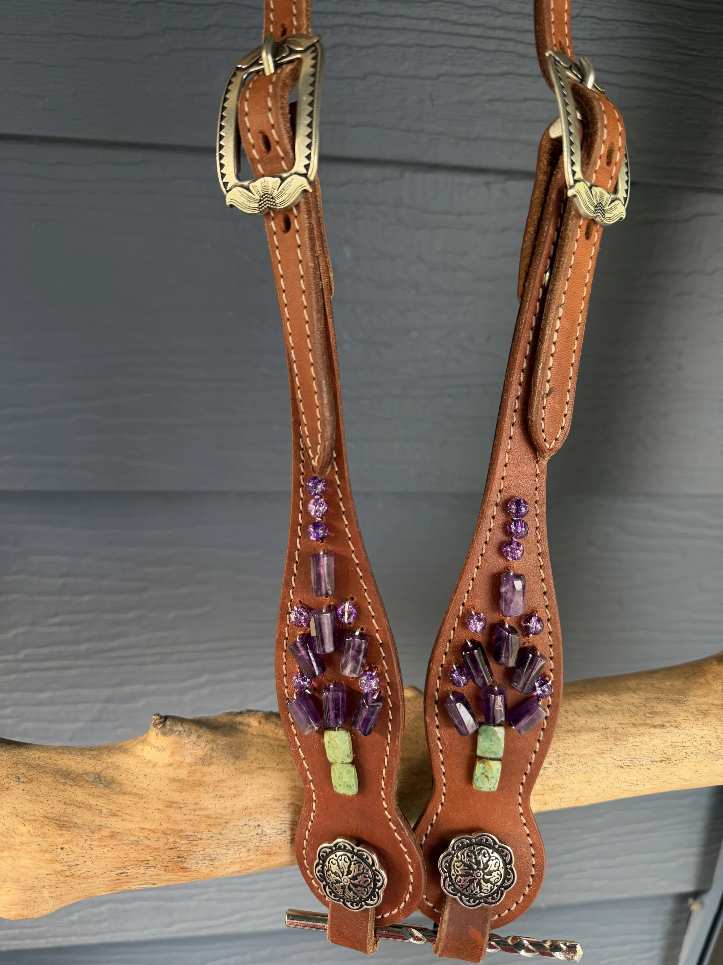 "Grand Mesa" Gorgeous Flower Design Genuine Amethyst & Turquoise Stones One of a Kind 1