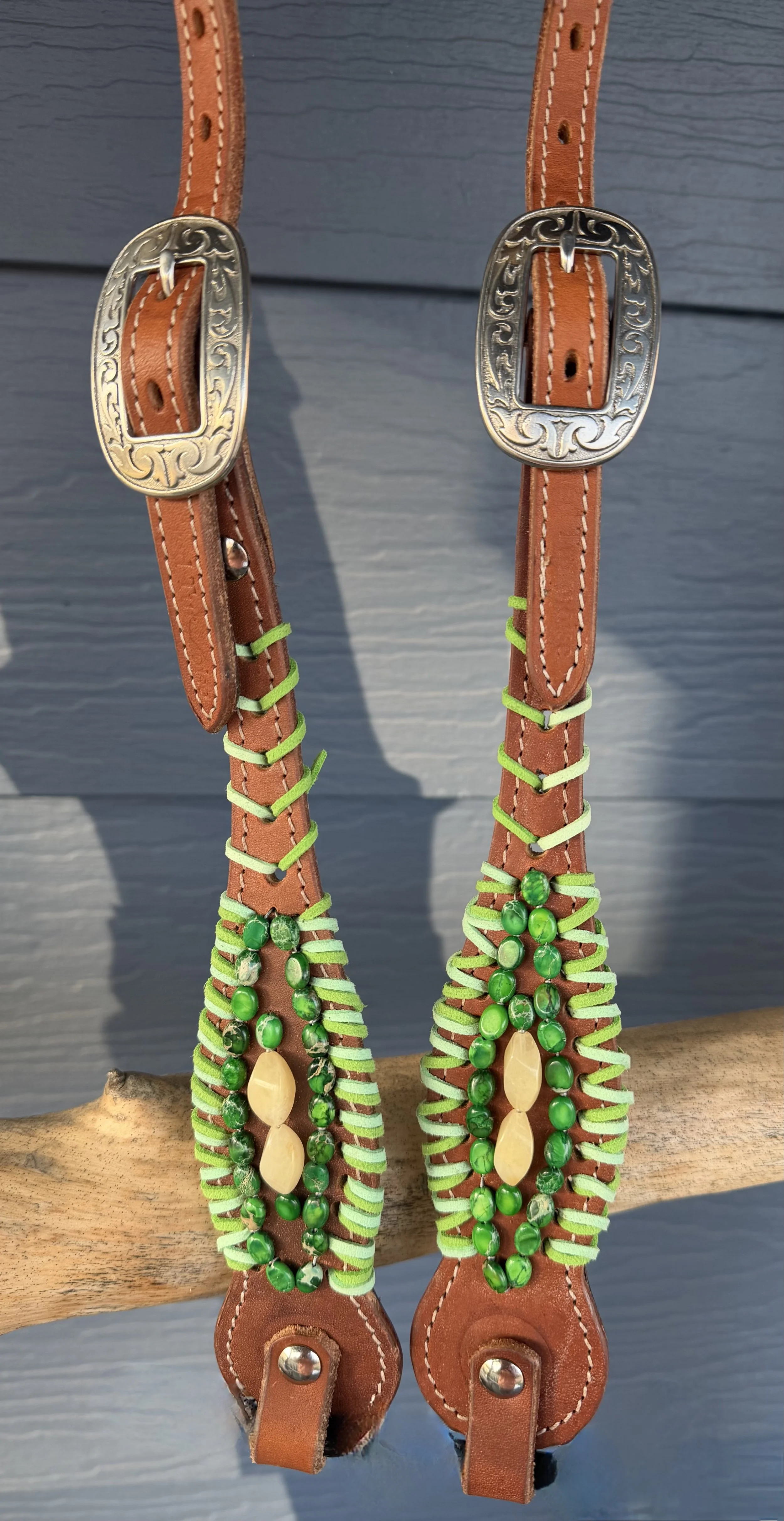 Fresh Greens Single Ear Headstall One of a kind!