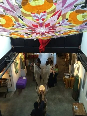 View from the mezzanine to the gallery below at Radiance Oak