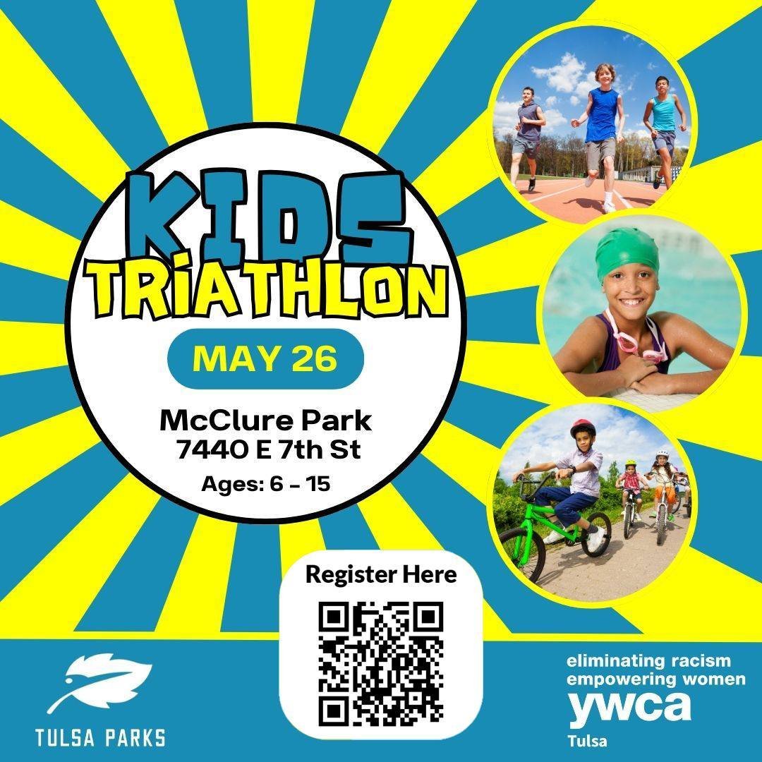 🏊&zwj;♂️🚴&zwj;♀️🏃&zwj;♂️ Calling all young athletes! Get ready to dive into action at the Kid's Triathlon brought to you by Tulsa Parks! 🌟 Designed for ages 6-15, this event promises a day filled with swimming, biking, and running fun. 🎉 Join us