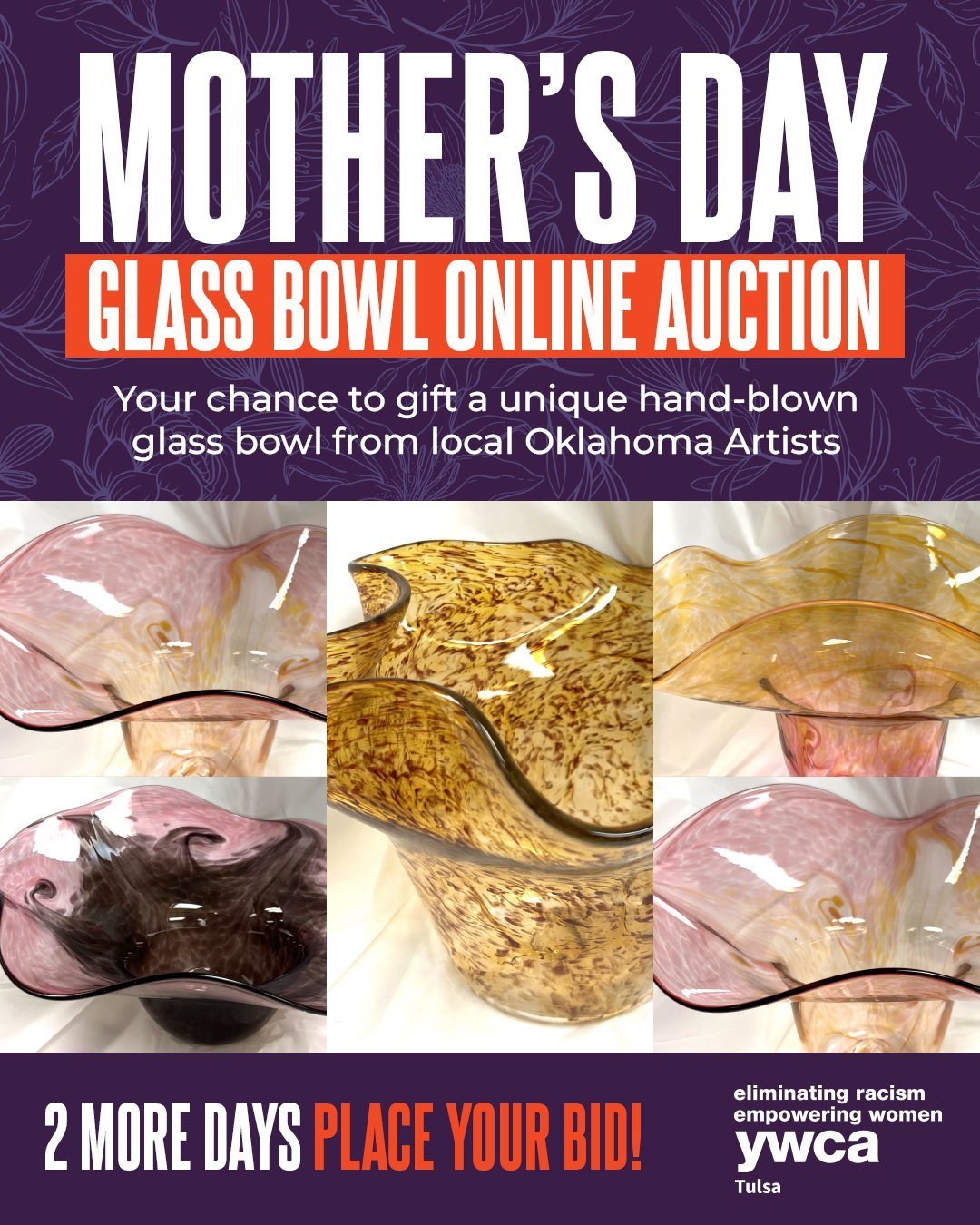 🎉 Only 2 days left! 🎉 Snatch up your chance to own a stunning hand-blown glass bowl crafted by a talented local artist from Oklahoma. 💐 Don't wait till it's too late &ndash; make Mom's day extra special with this unique gift! 🎁 Place your bids or