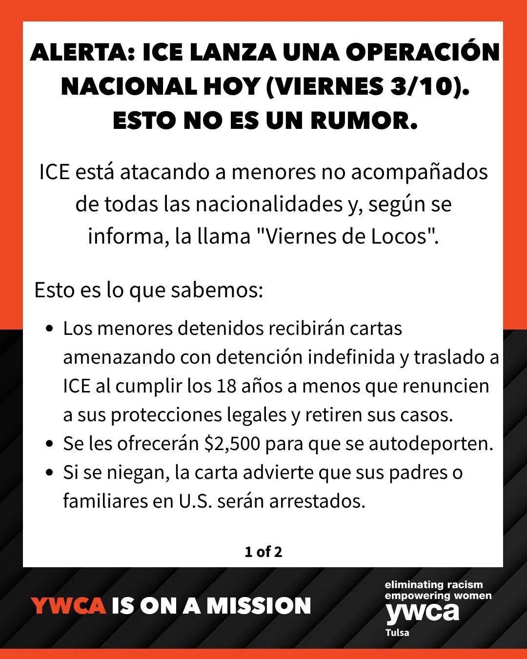 🚨 ALERT: ICE Nationwide Operation 🚨
ICE is targeting unaccompanied children of all nationalities in an operation reportedly called &ldquo;Freaky Friday.&rdquo;
Children are being given letters that:
Threaten indefinite detention and ICE transfer at