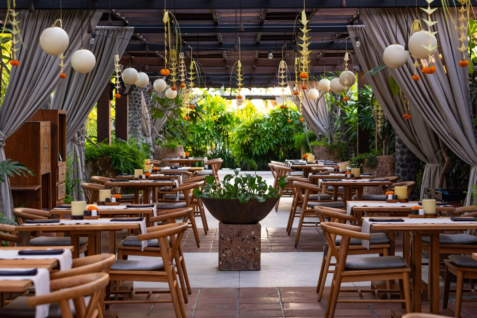 a lush rooftop restaurant in ubud
