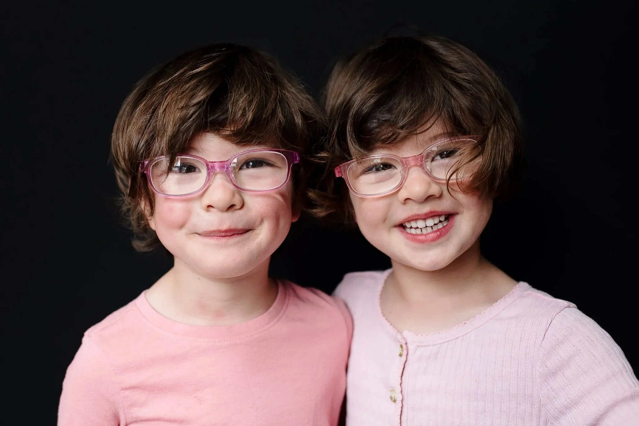 Bay Area preschool school portrait of siblings with soft gaze.