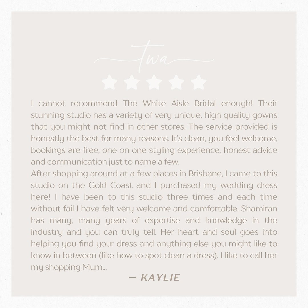 Thank you for the sweetest words Kaylie - it was a pleasure welcoming you every time and working with you to create the perfect look for your special day 🤍 

We have scoured the globe to find the most unique and fashion-forward gowns lovingly crafte