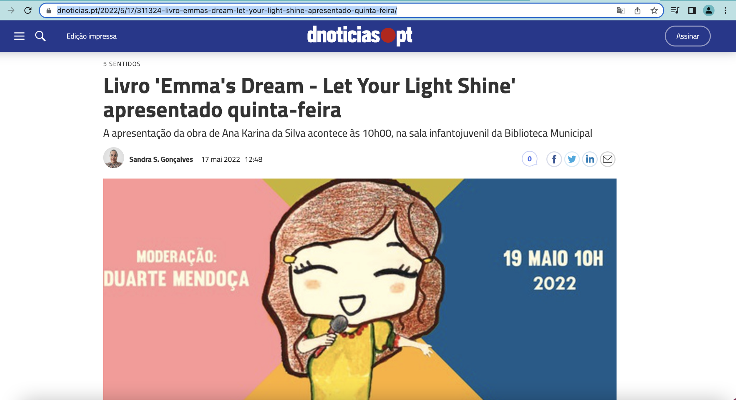 The Book Emma's Dream will be presented on Wednesday at the Municipal Library in the Capital of Madeira, Portugal (Copy)