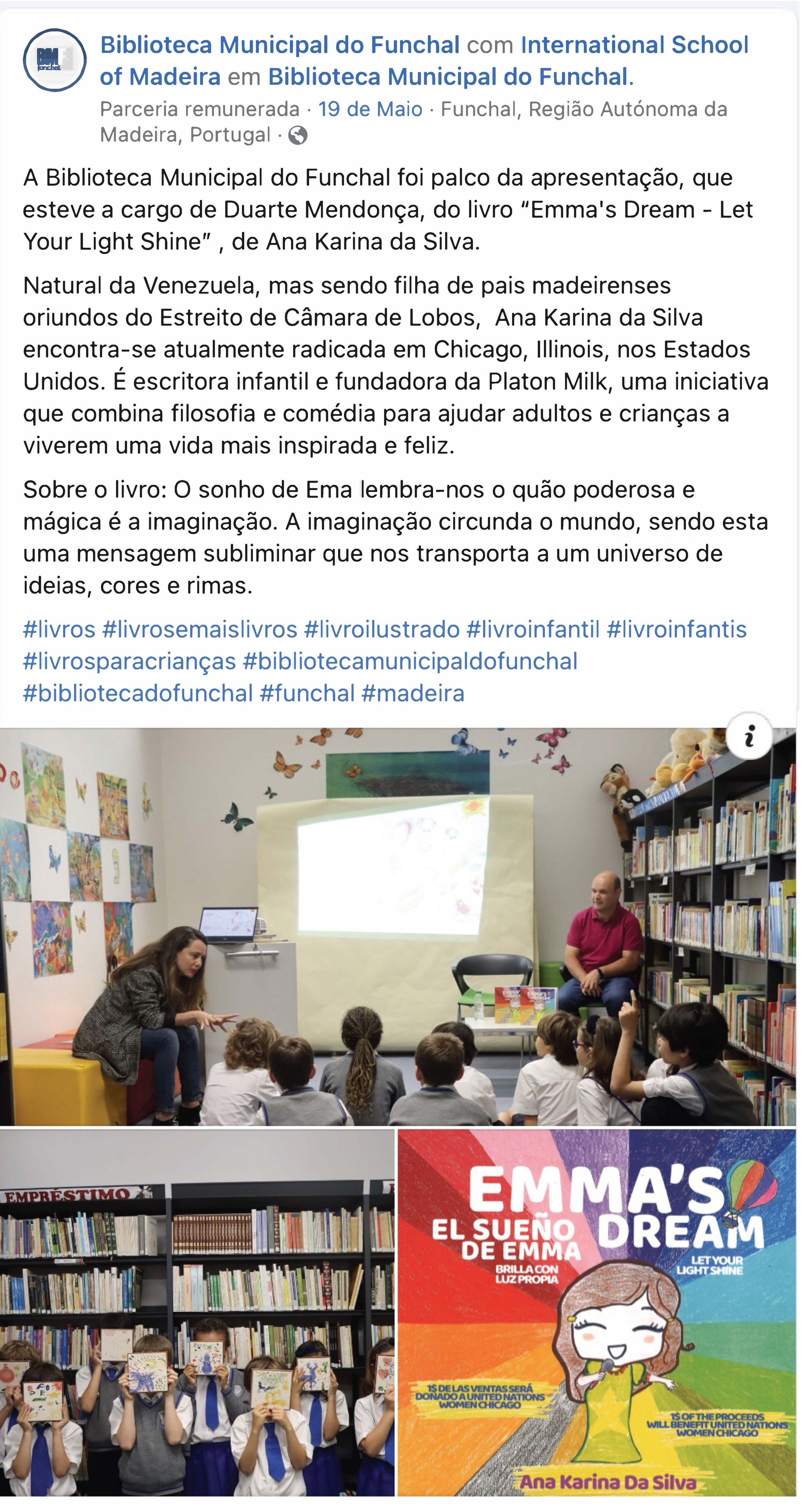 Ana presents her book to International School students in Funchal, Portugal (Copy)