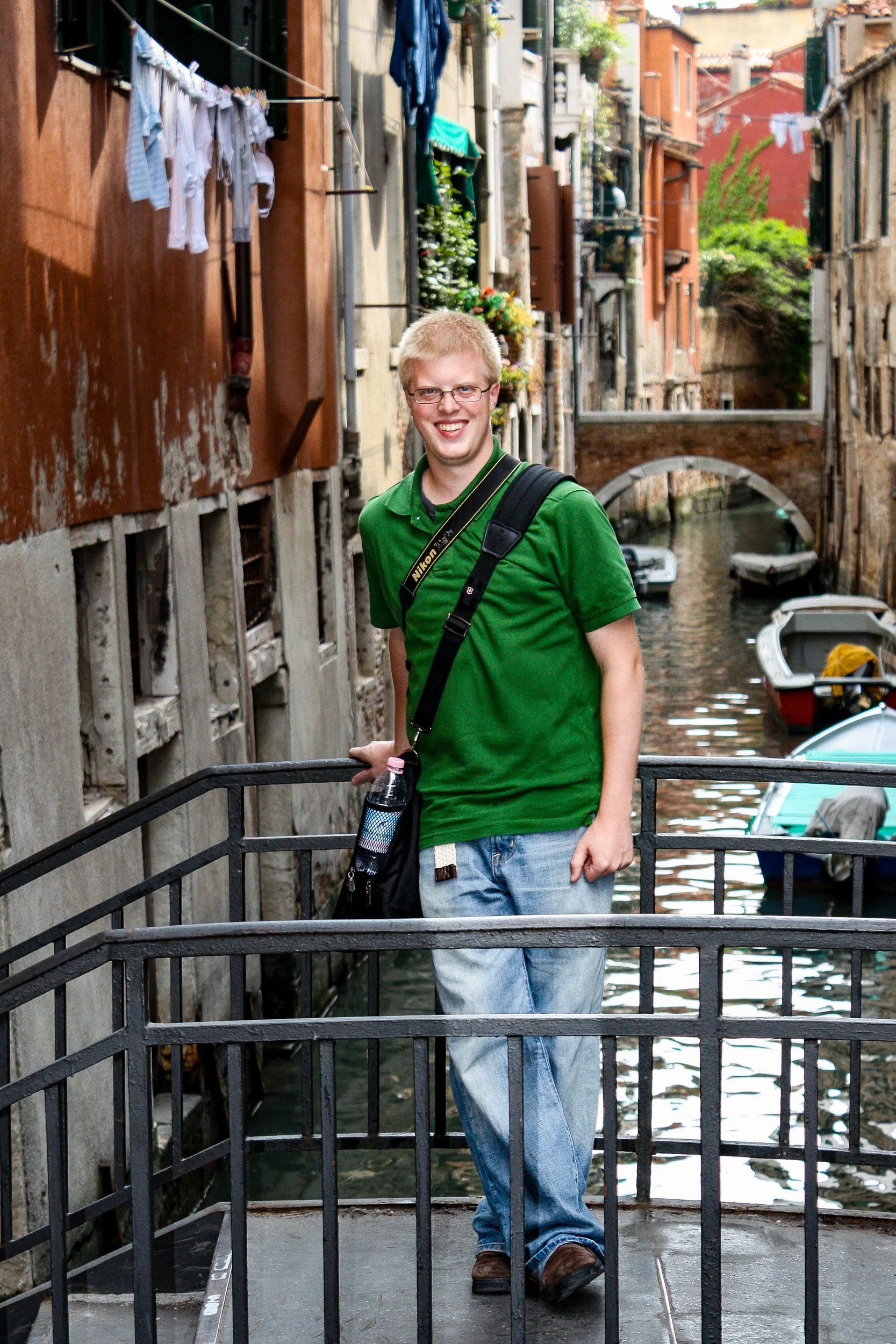 Noah takes a breather on the bridge