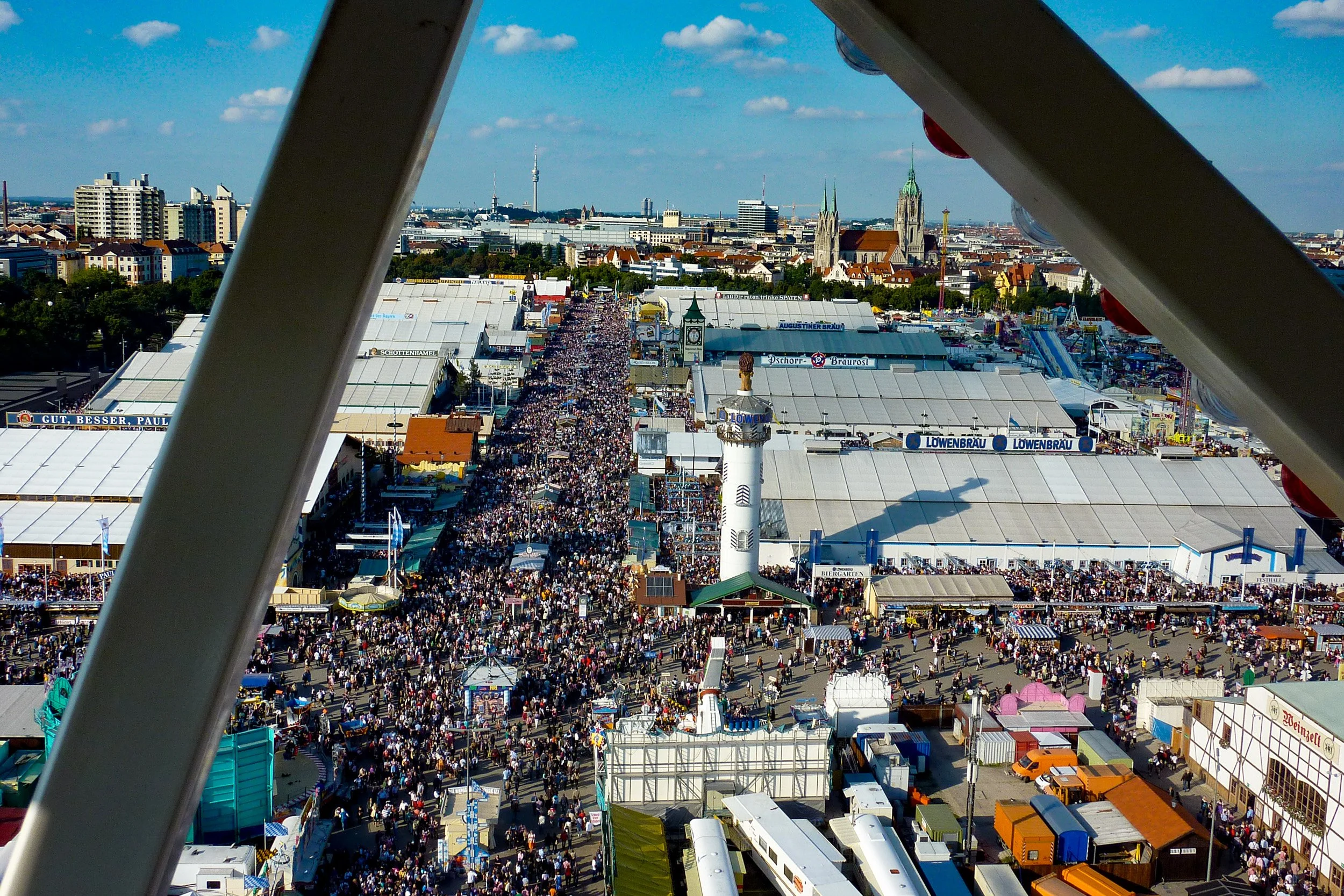 Checking out the crowds from above