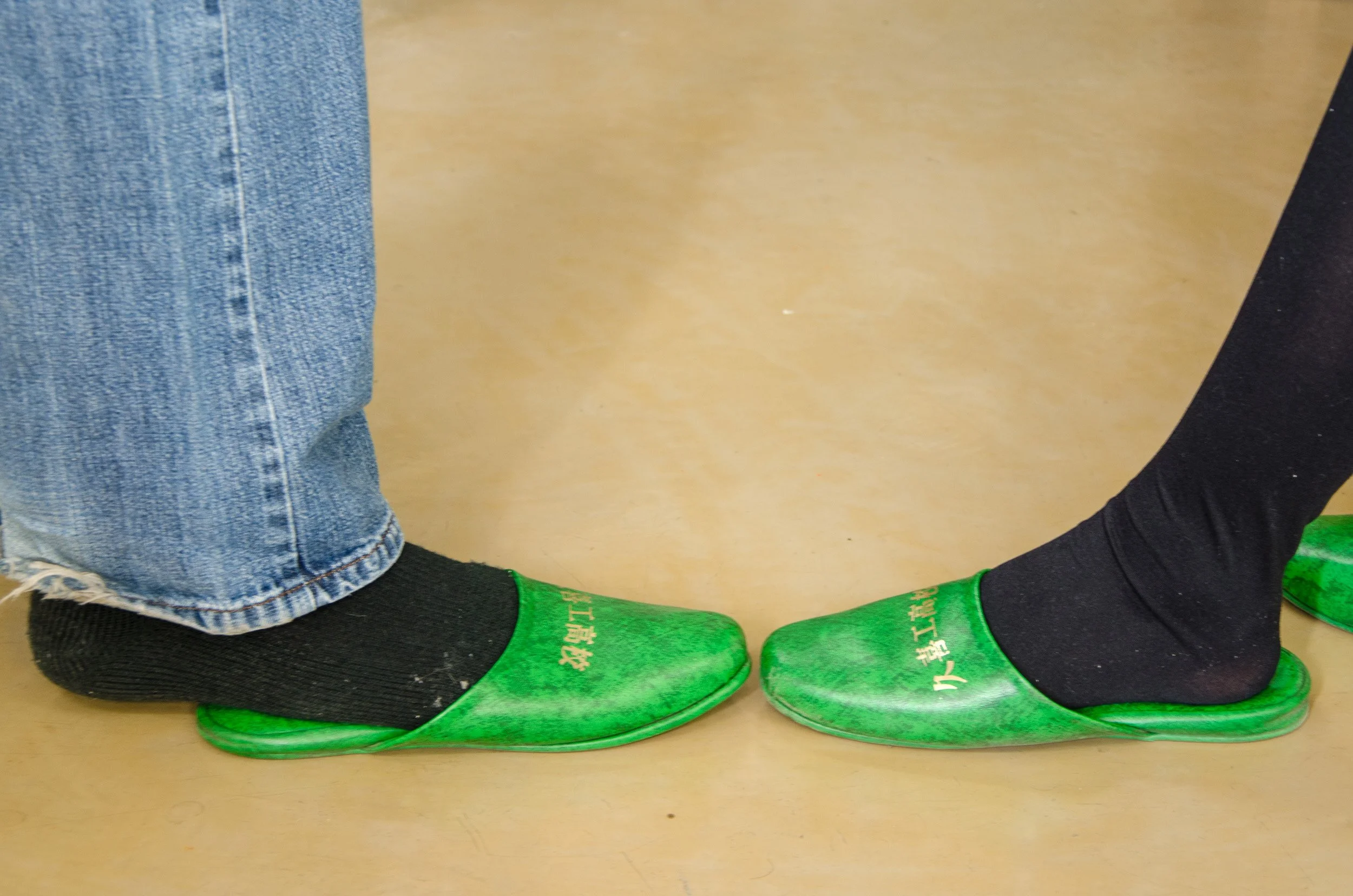 The largest footwear available was still a bit small