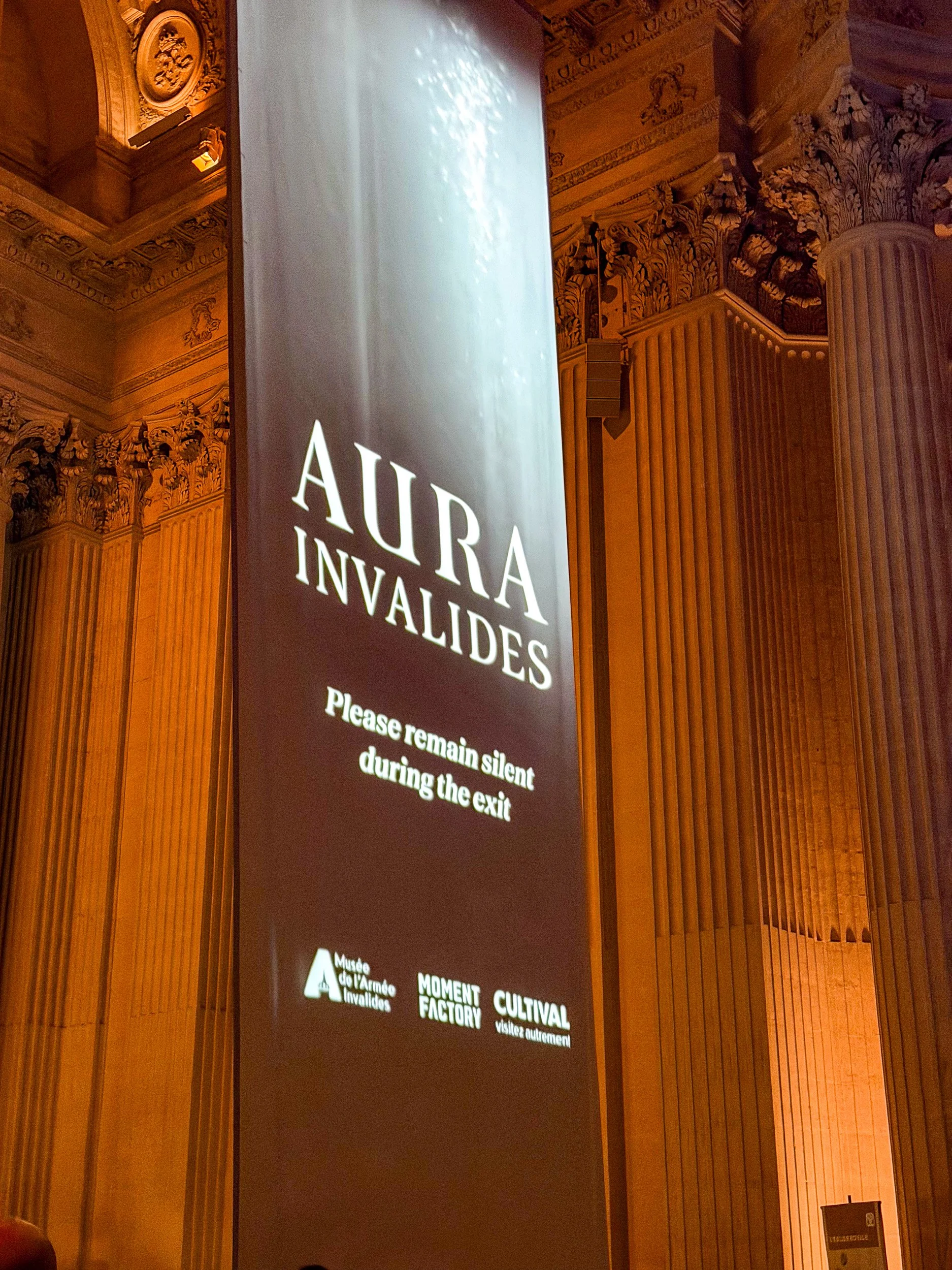 Banner at Les Invalides as the sound and light show began.  