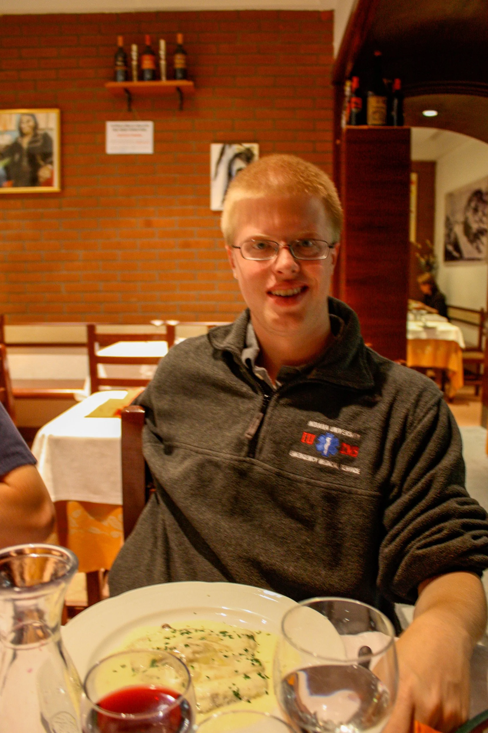 Noah takes a breather between courses.