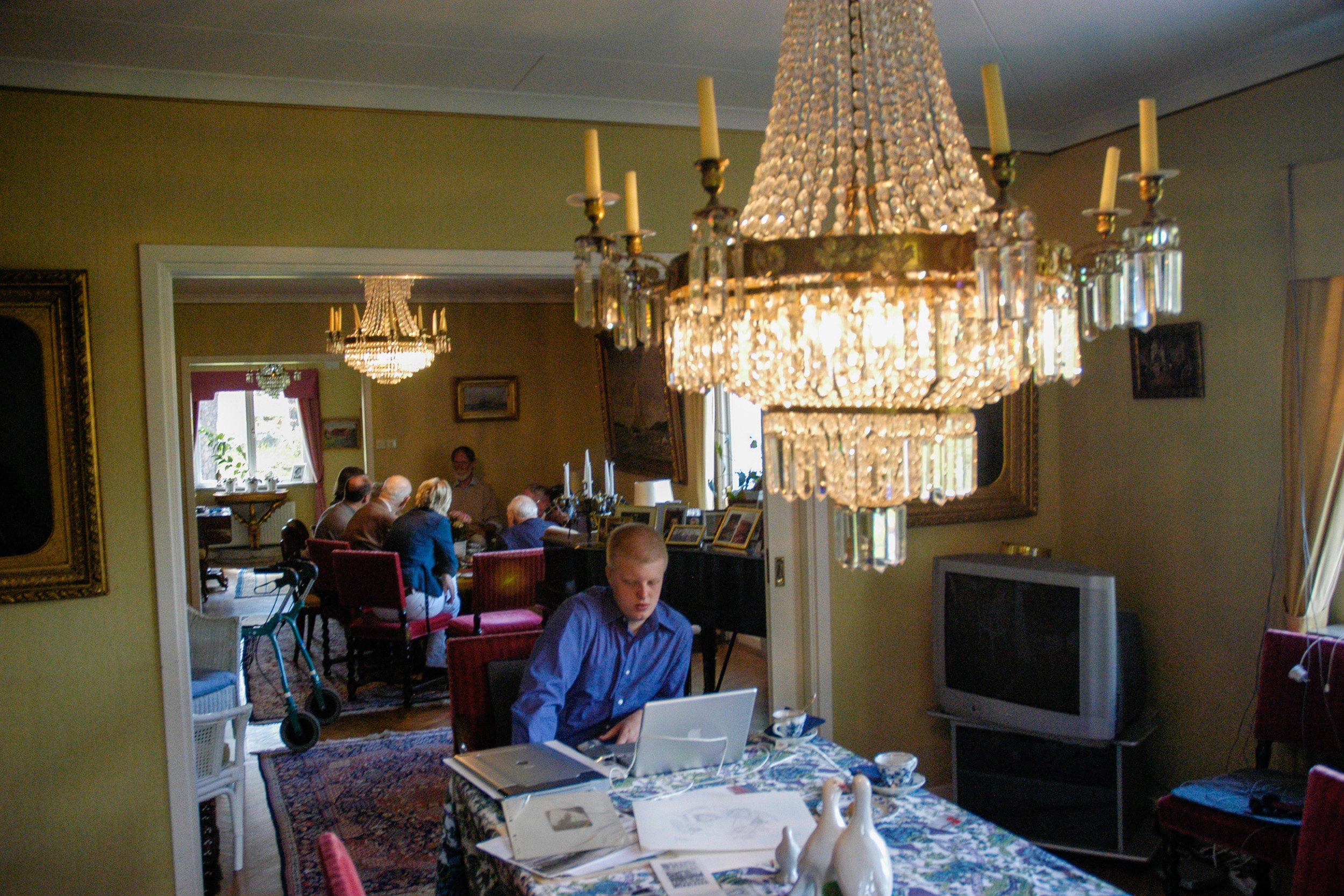 Noah scanning family photos