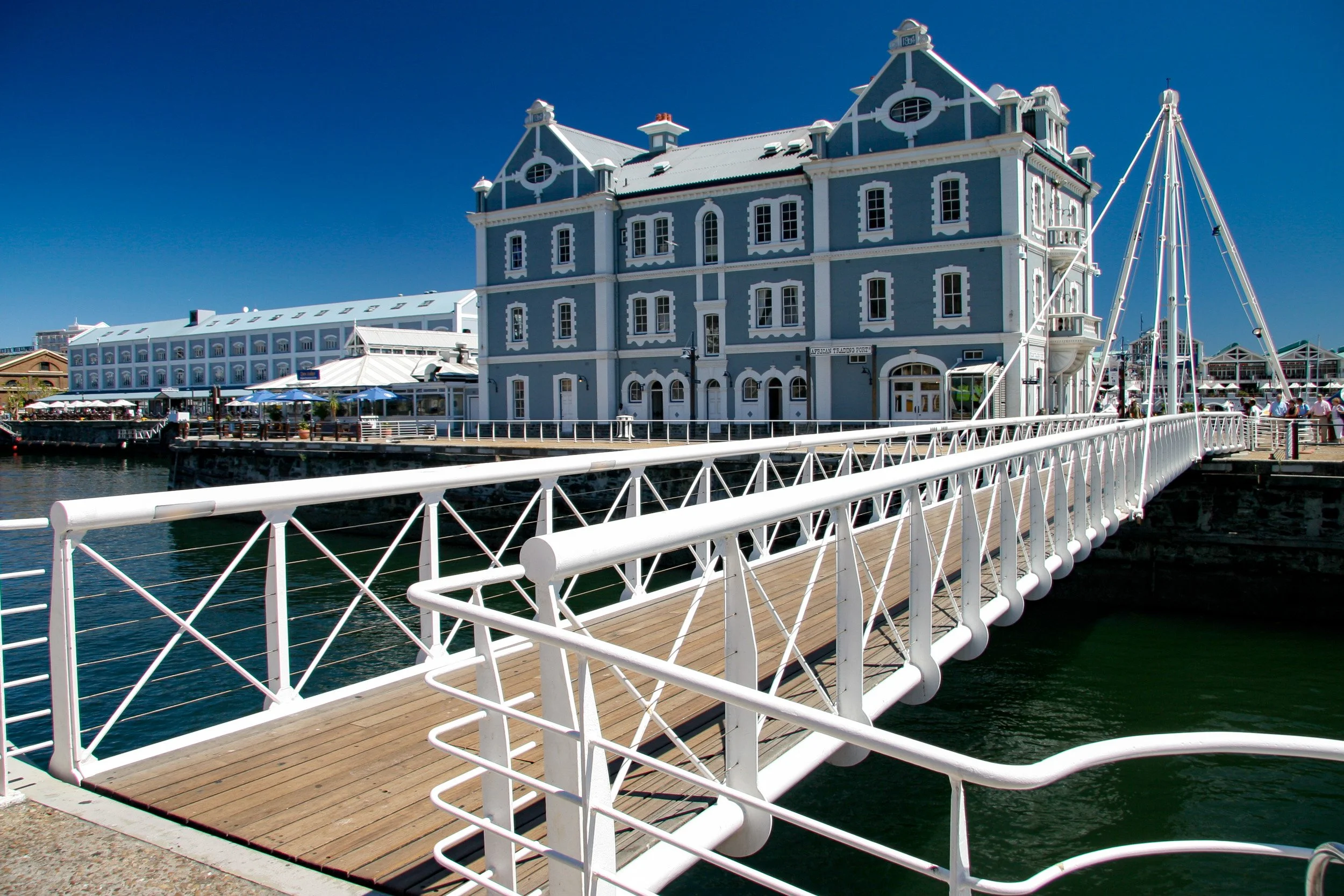 V&A Waterfront in Cape Town with swing bridge