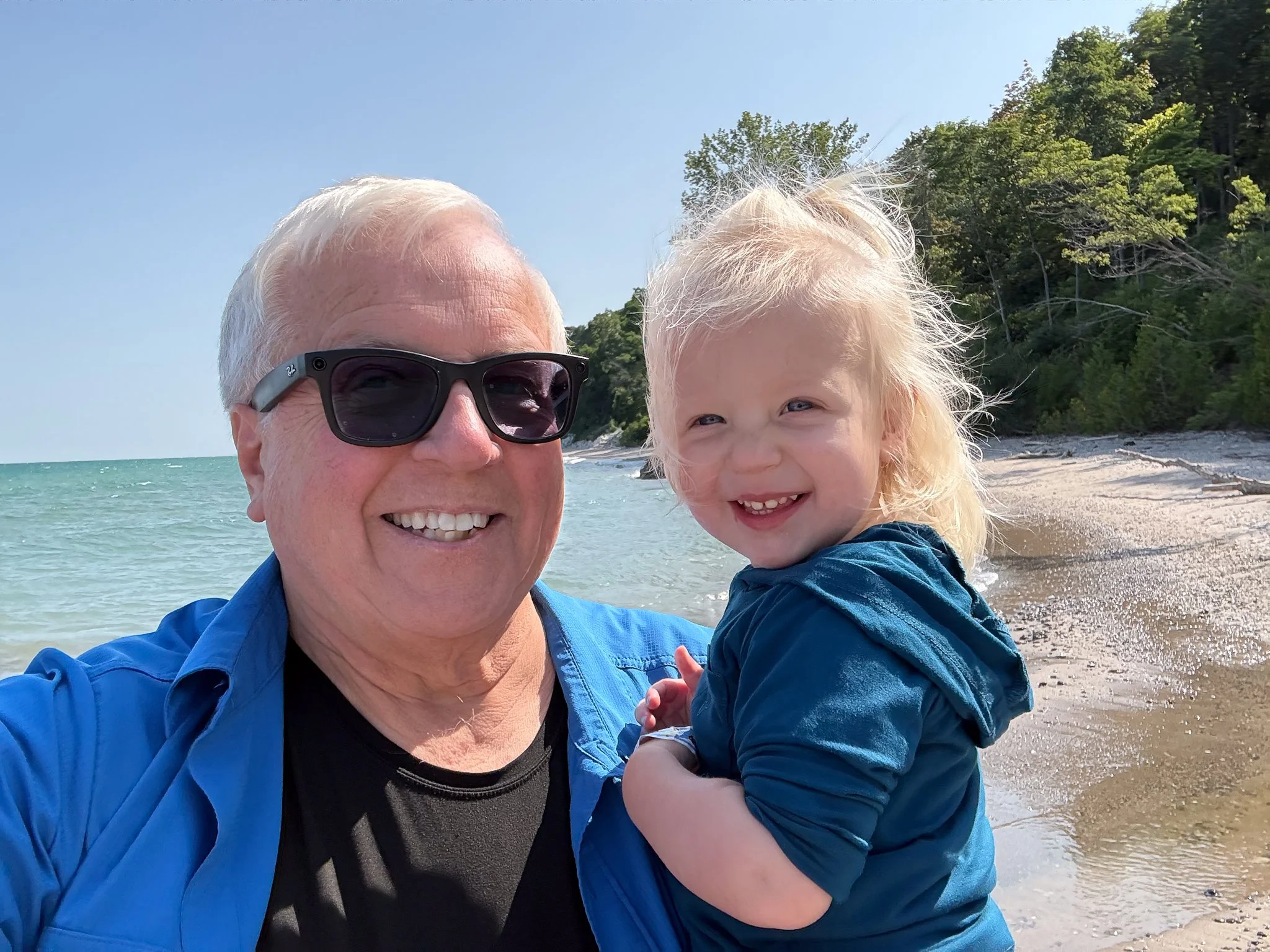 Beach walk with grandpa